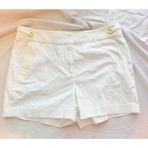 Michael Kors White Tailored Shorts Gold Ring Accent Pockets NWT Women's Size 6